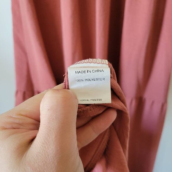 Simplee Dusty Rose Flutter Sleeve Tiered Maxi Dress Women’s Size S - Picture 7 of 8
